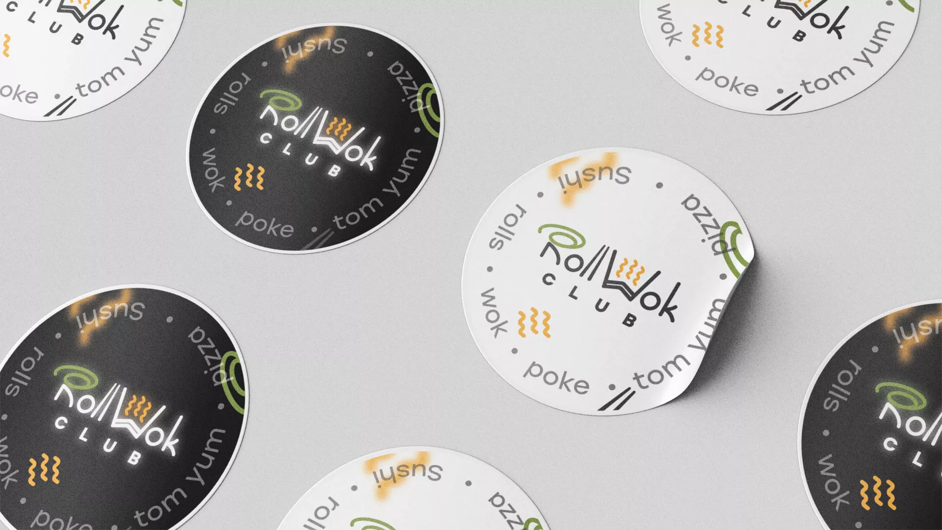 Разработка наклеек для суши-бара «Roll Wok Club» в Цимлянске