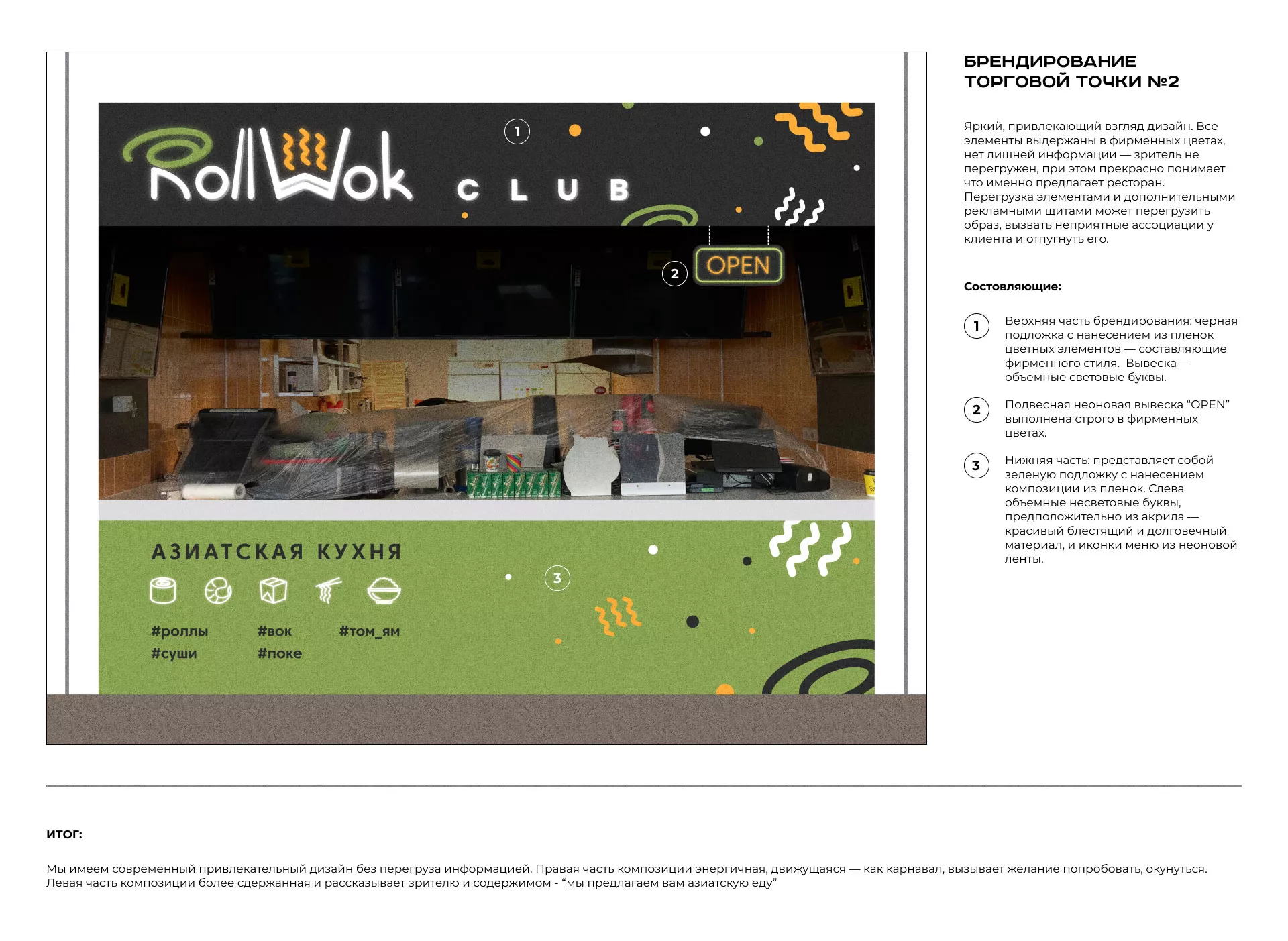 Брендирование торговых точек суши-бара «Roll Wok Club» в Цимлянске